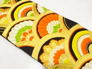 アンティーク　菊青海波模様織り出し袋帯（着用可）